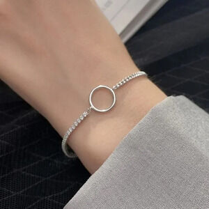 925 Sterling Silver Minimalist Dainty Thin Diamond & Chain Link Bracelet